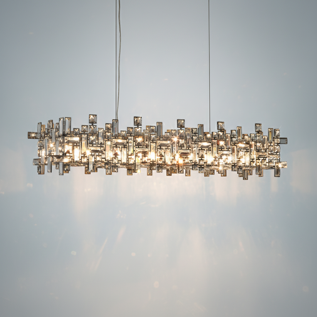 Luster Gaze Art Irregular Block Collection Crystal Pendant Chandelier Suit for Living/Dining Room - Studio Shot