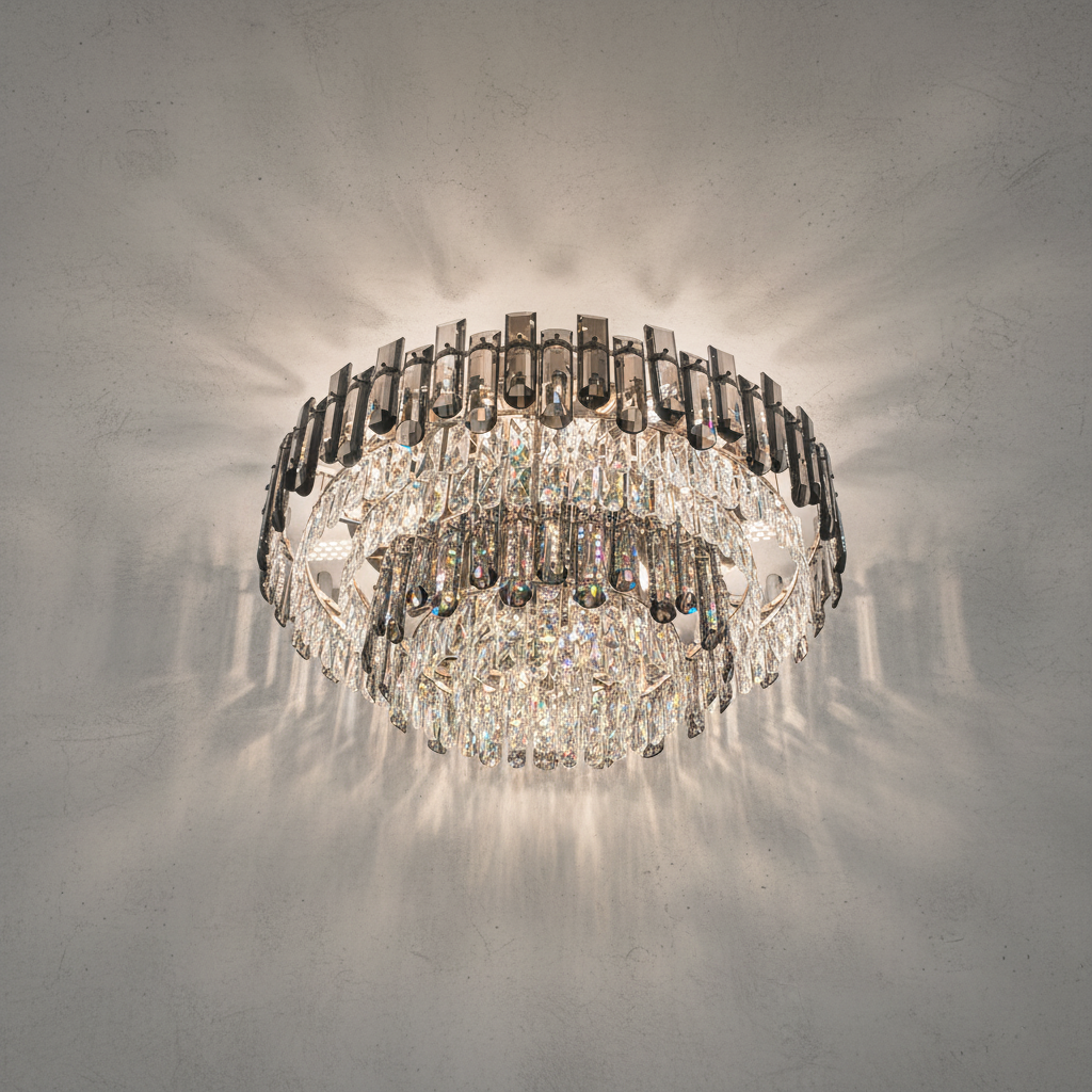 Luster Gaze Radiant Smoke Crystal Flush Mount Chandelier - Background Shot