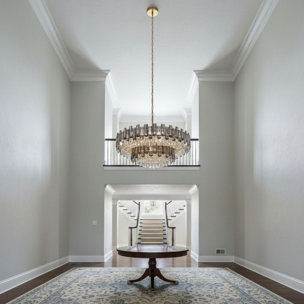Luster Gaze Radiant Smoke Crystal Flush Mount Chandelier - Background Shot