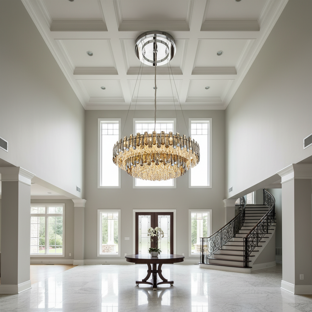 Luster Gaze Radiant Smoke Crystal Flush Mount Chandelier - Background Shot