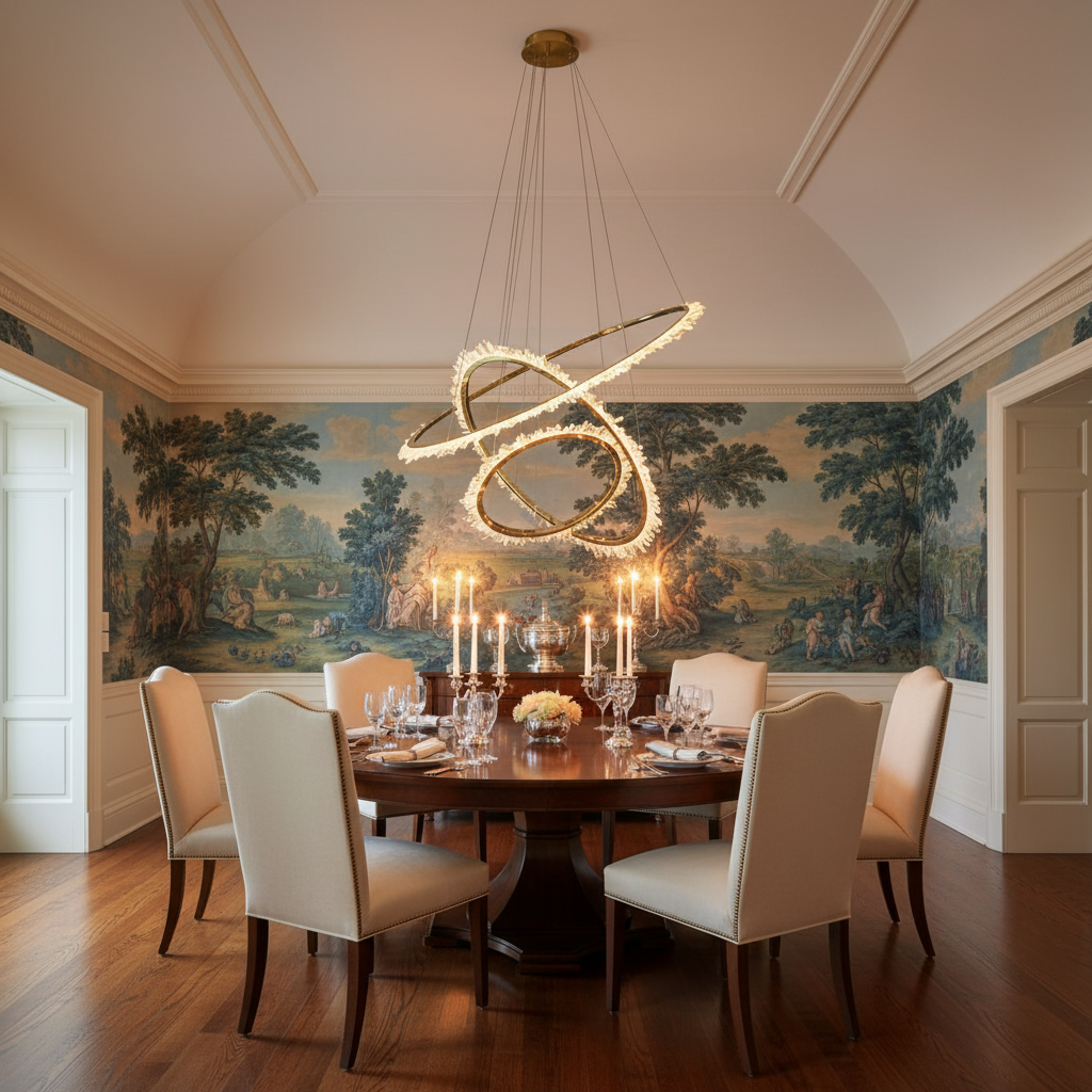 Luster Gaze Radiant Cascade Ring Chandelier - formal American dining room