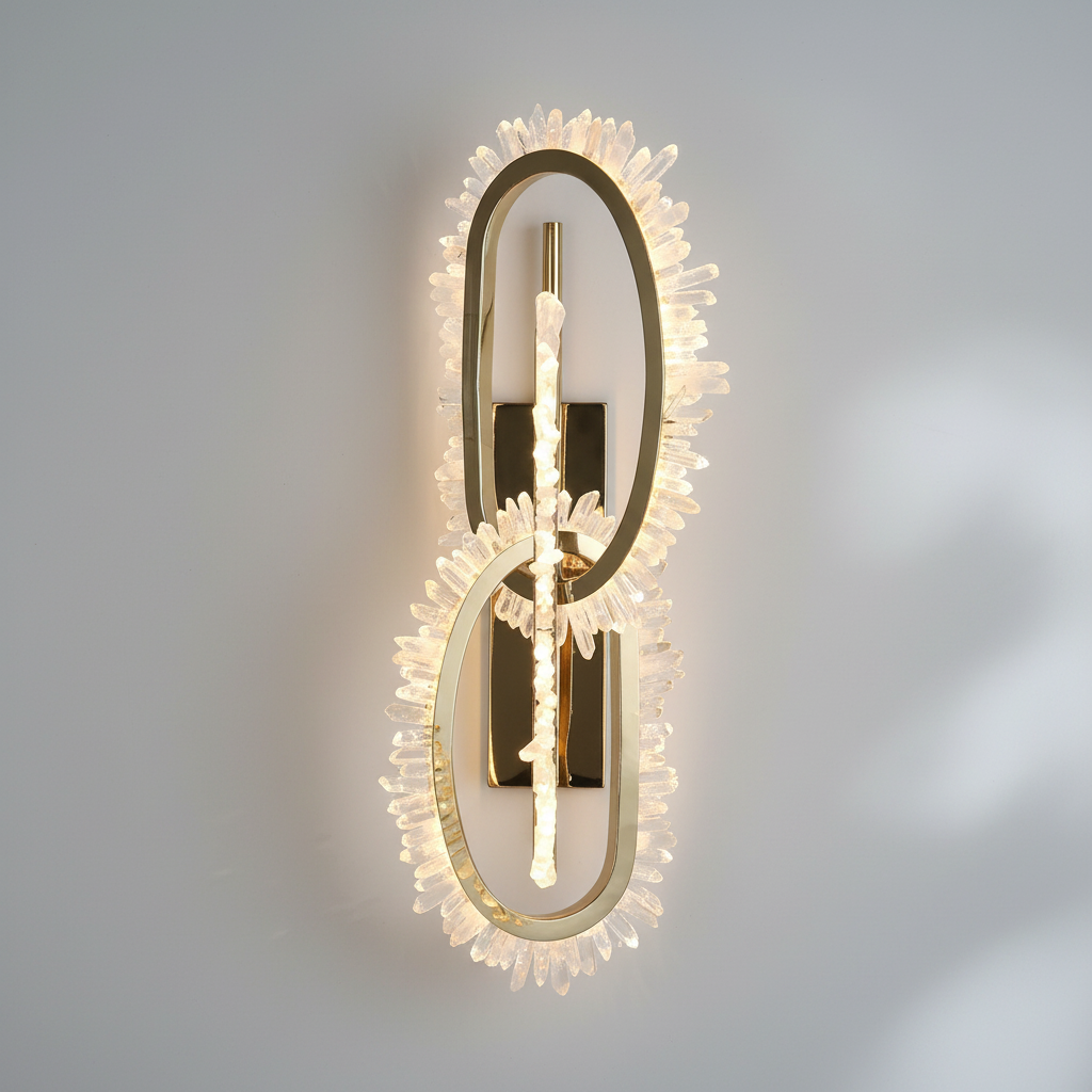 Luster Gaze Glacial Bloom Rock Crystal Wall Sconce - Background Shot
