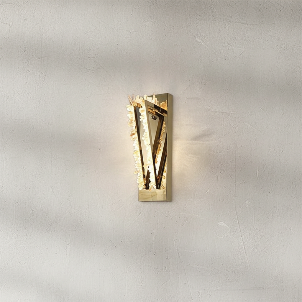 Luster Gaze Glacial Bloom Rock Crystal Wall Sconce - Background Shot