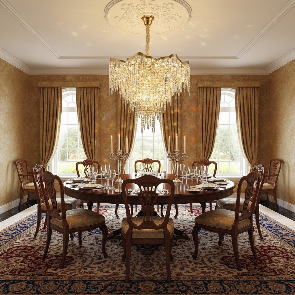 Luster Gaze Radiant Aura Round Crystal Chandelier - formal American dining room