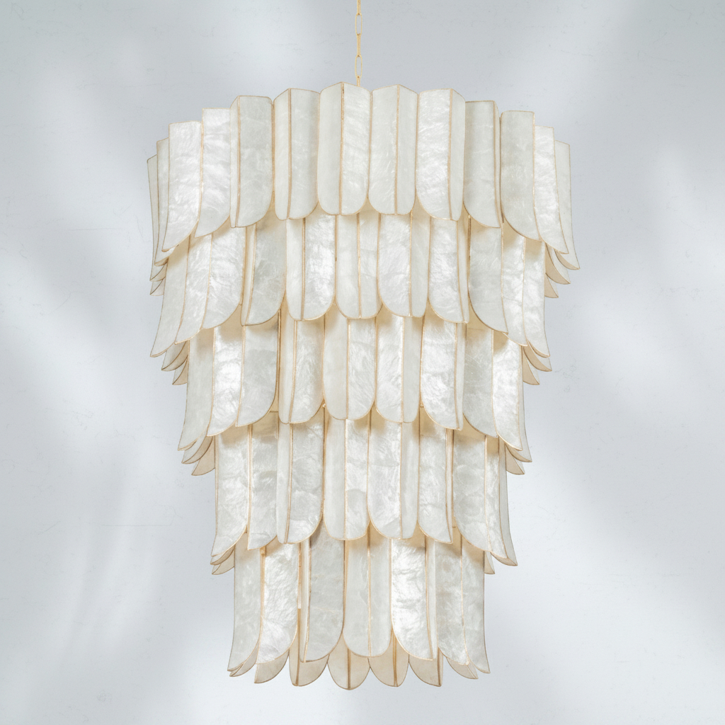Luster Gaze Coastal Radiance Capiz Chandelier - Background Shot