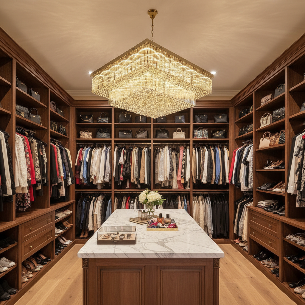 Luster Gaze Radiant Tiered Crystal Flush Mount Chandelier - luxury American walk-in closet