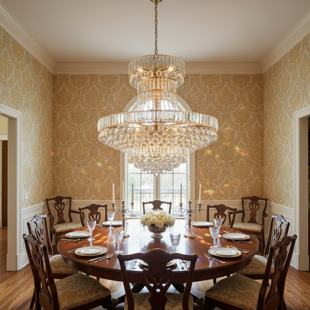 Luster Gaze Regal Radiance Empire Grand Chandelier - formal American dining room