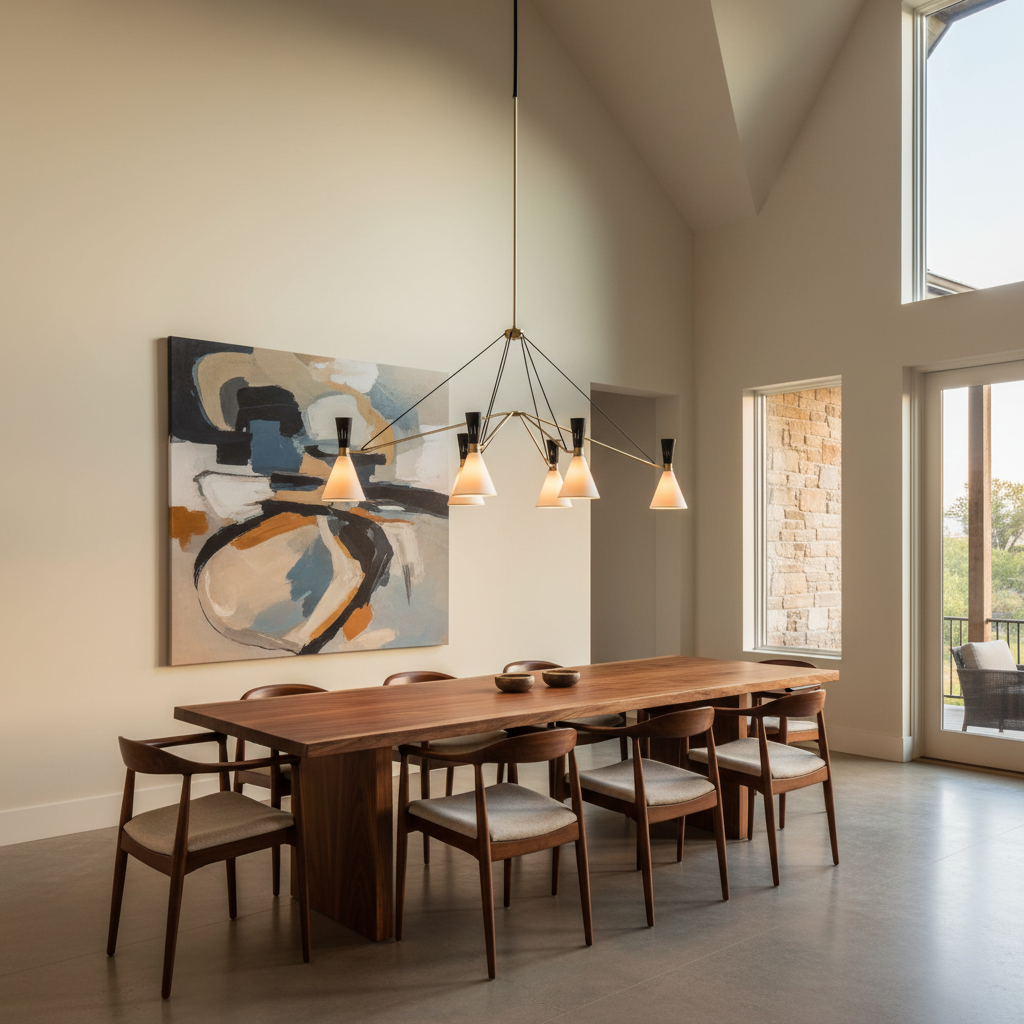 Luster Gaze Aura Grandeur 6-Light Linear Chandelier - American great room dining area