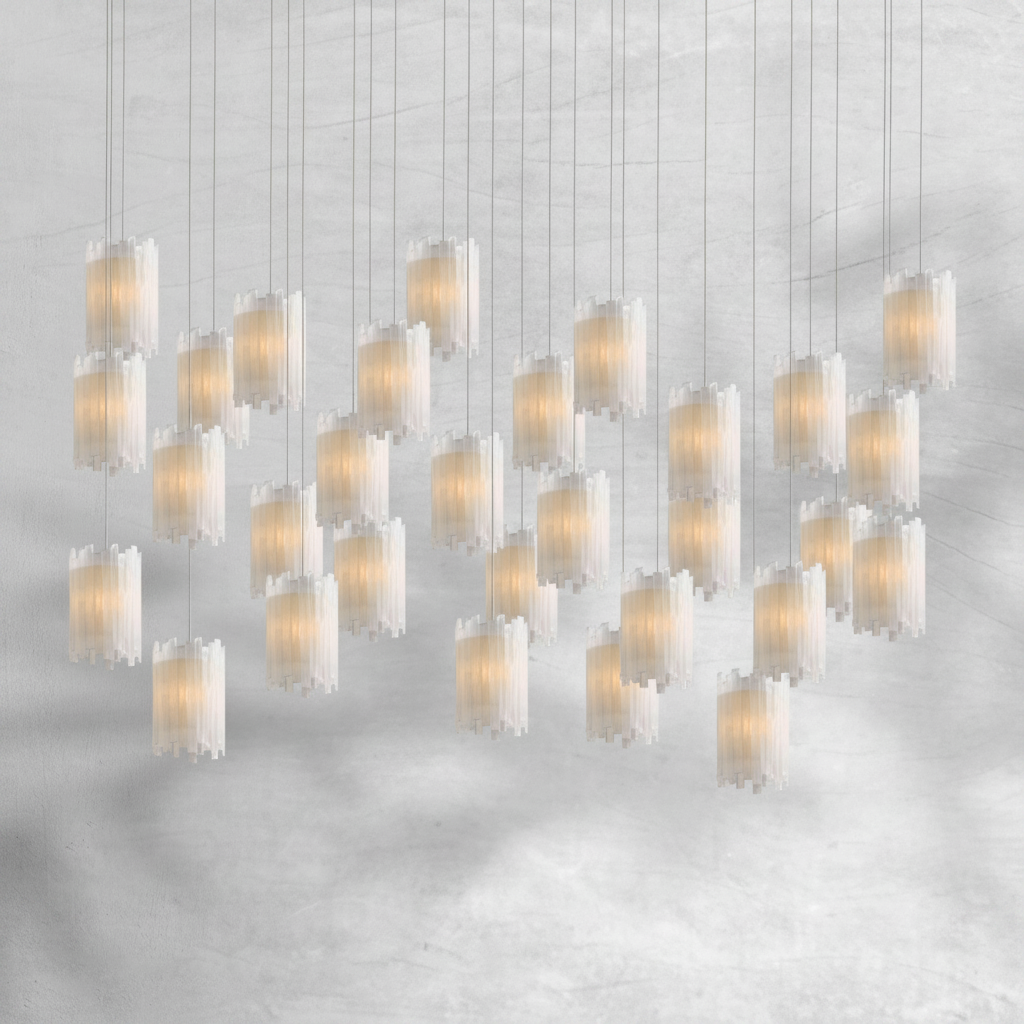 Luster Gaze Starlight Selenite Rectangular Chandelier - Background Shot