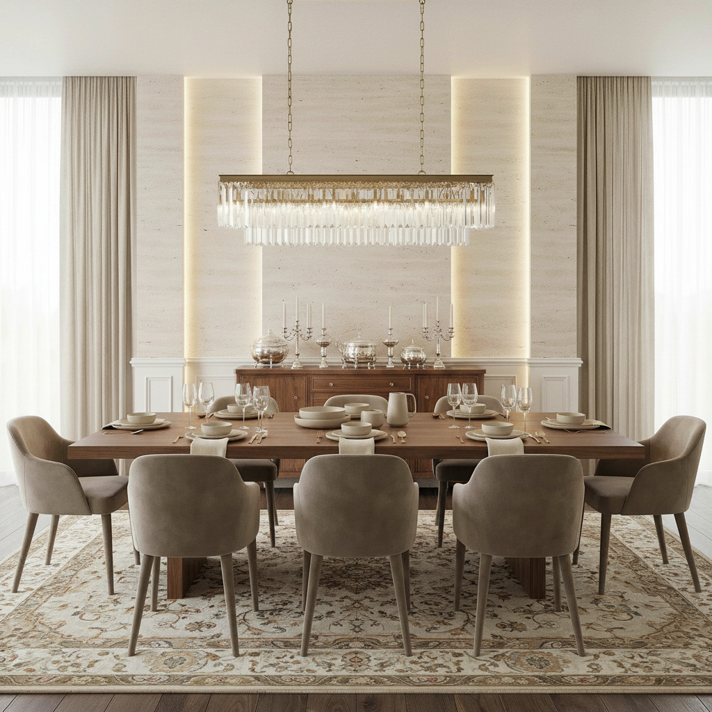Luster Gaze Grandeur Tiered Rectangular Chandelier - American transitional dining room