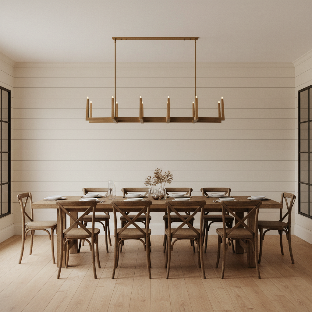 Luster Gaze Geometric Horizon Linear Chandelier - modern American farmhouse dining room