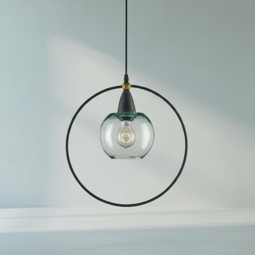 Luster Gaze Veridian Wrought Iron Pendant - Background Shot