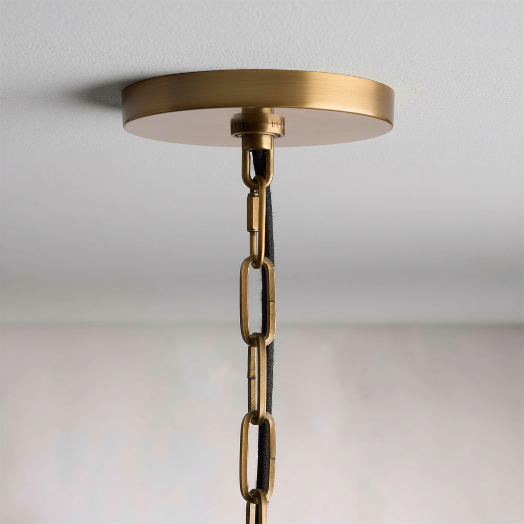 Luster Gaze Artisan Brass & Linen Pendant - Background Shot