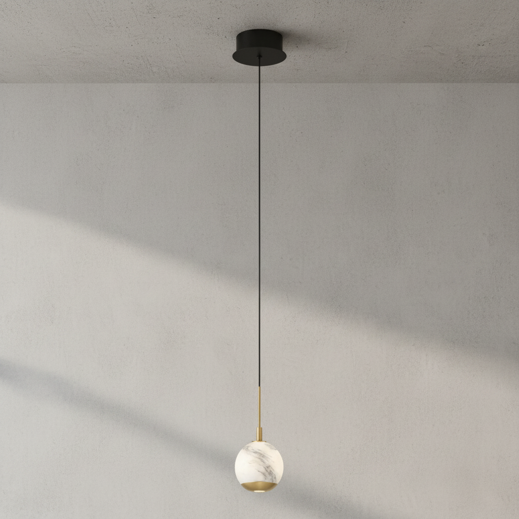 Luster Gaze Alabaster Bloom Round LED Pendant - Background Shot