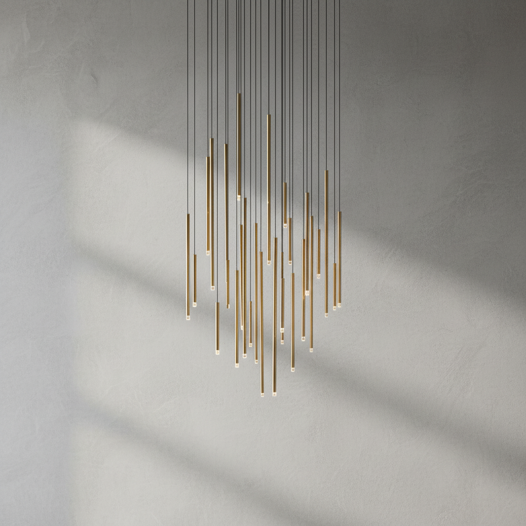 Luster Gaze Aura Cascade Tube Pendant Light - Background Shot