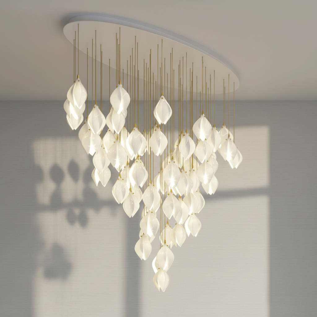 Luster Gaze Porcelain Petal Cascade Pendant Light - Background Shot