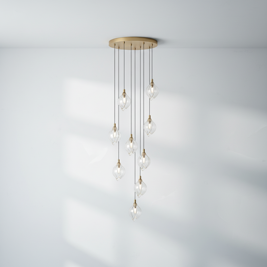Luster Gaze Porcelain Petal Cascade Pendant Light - Background Shot