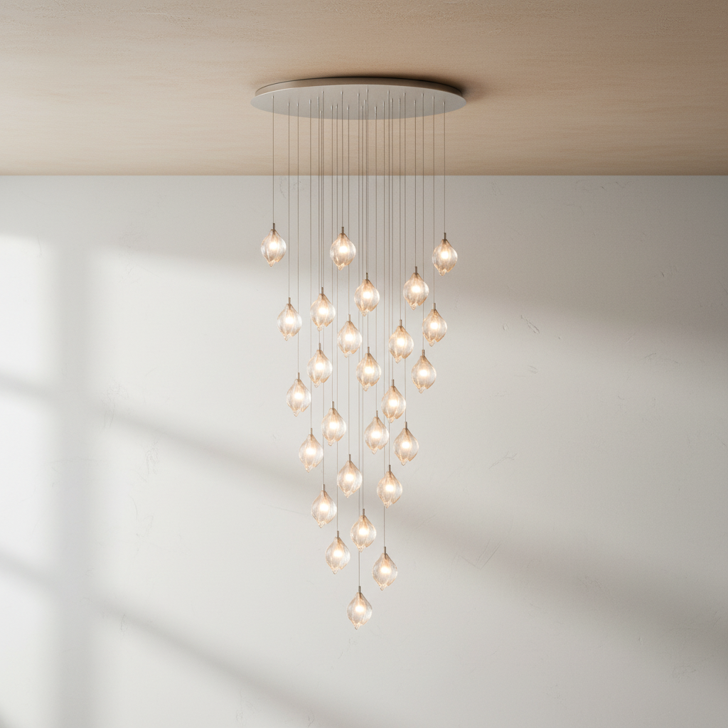 Luster Gaze Porcelain Petal Cascade Pendant Light - Background Shot