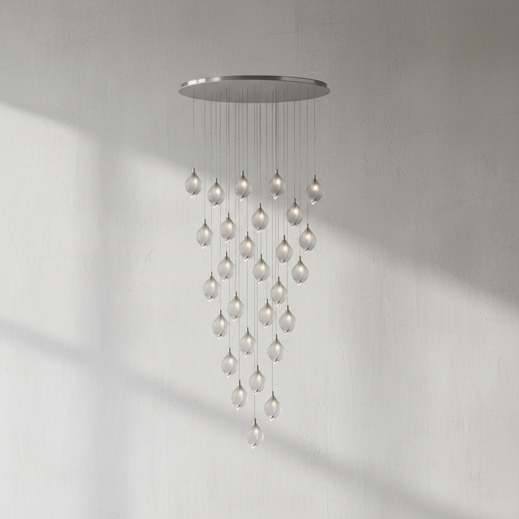 Luster Gaze Porcelain Petal Cascade Pendant Light - Background Shot