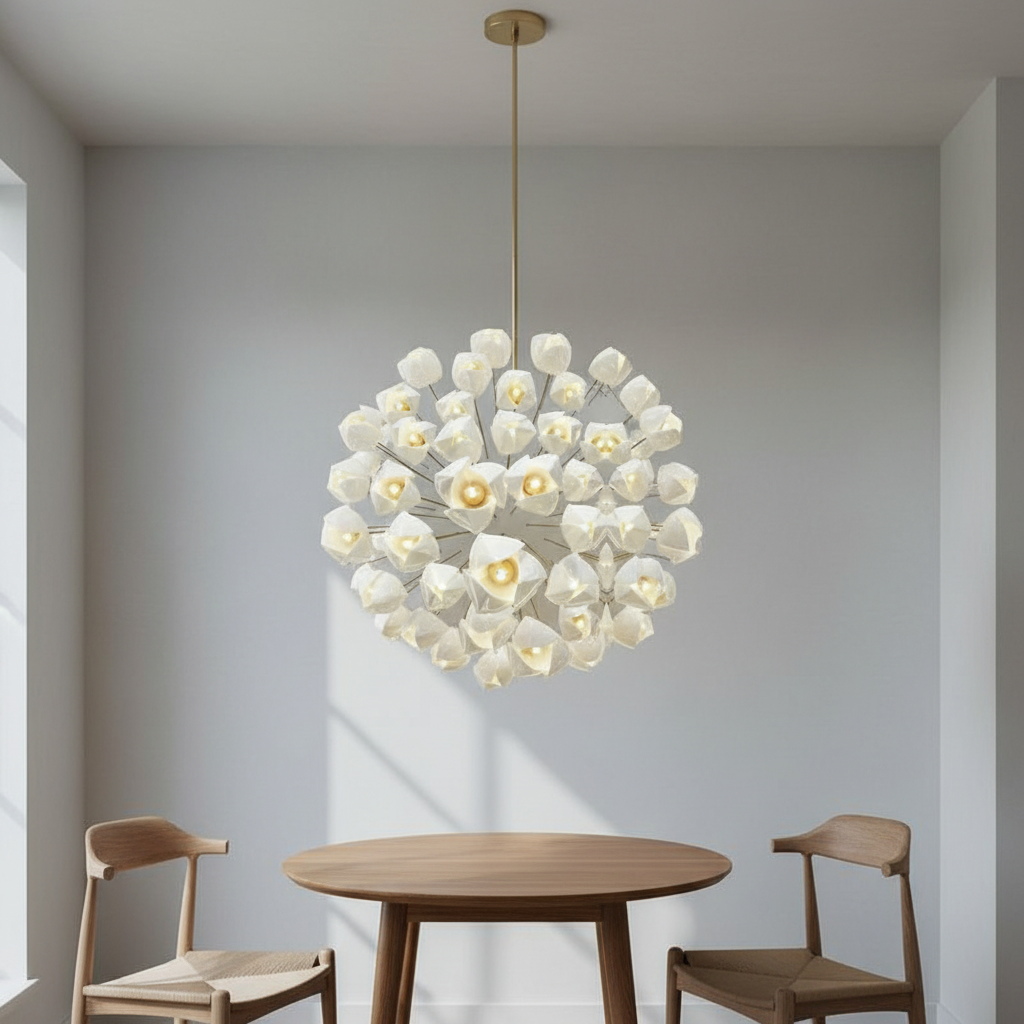 Luster Gaze Porcelain Petal Cascade Pendant Light - Background Shot