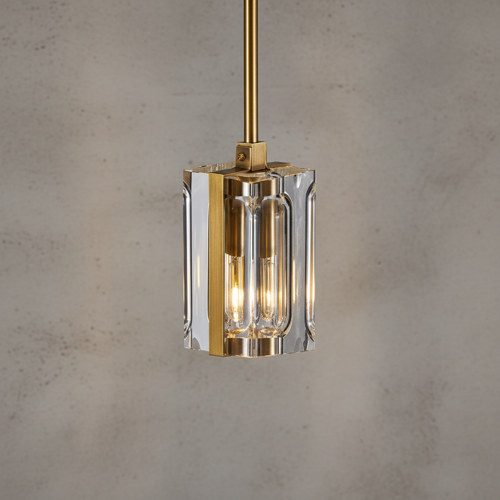 Luster Gaze Gilded Prism Rectangular Pendant Light - Background Shot