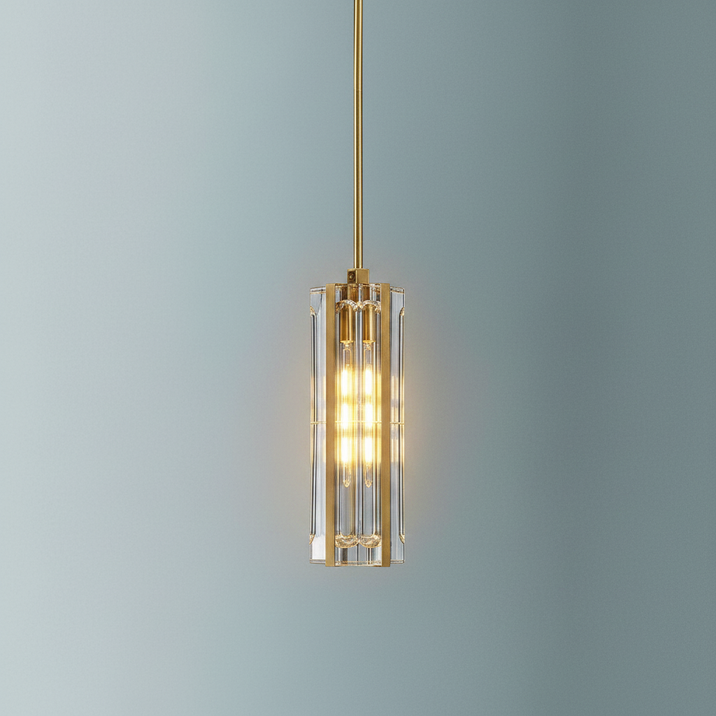 Luster Gaze Gilded Prism Rectangular Pendant Light - Background Shot