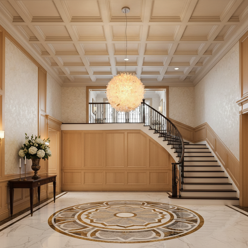 Luster Gaze Stellar Bloom Crystal Cluster Pendant - elegant American foyer with soaring ceiling