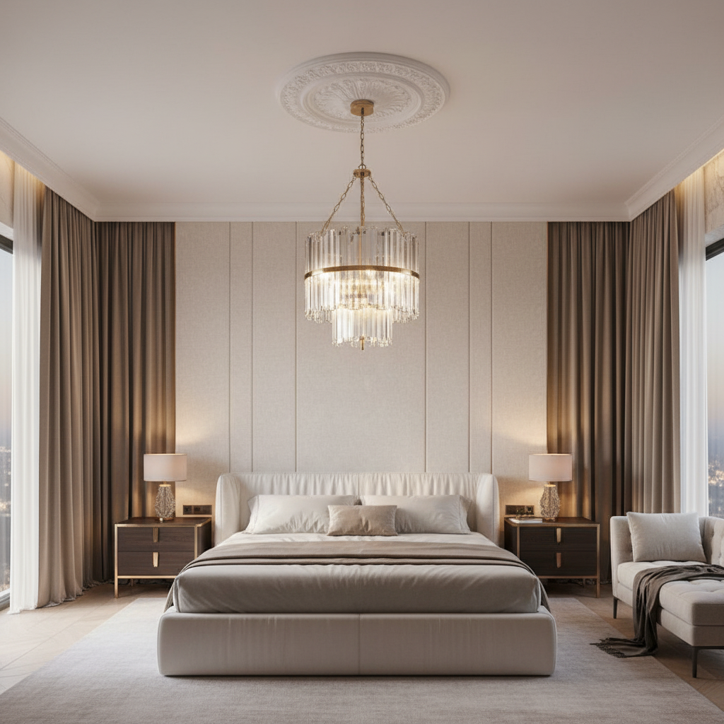 Luster Gaze Radiant Prism Crystal Pendant - luxurious American master suite