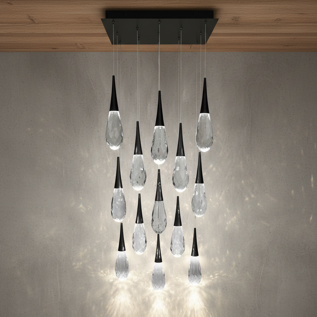 Luster Gaze Radiant Cascade Square LED Multi Pendant - Background Shot