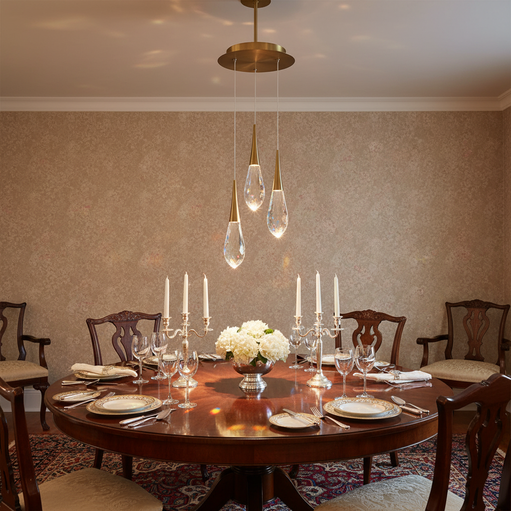 Luster Gaze Hibiscus LED Multi Light Pendant Light - formal American dining room