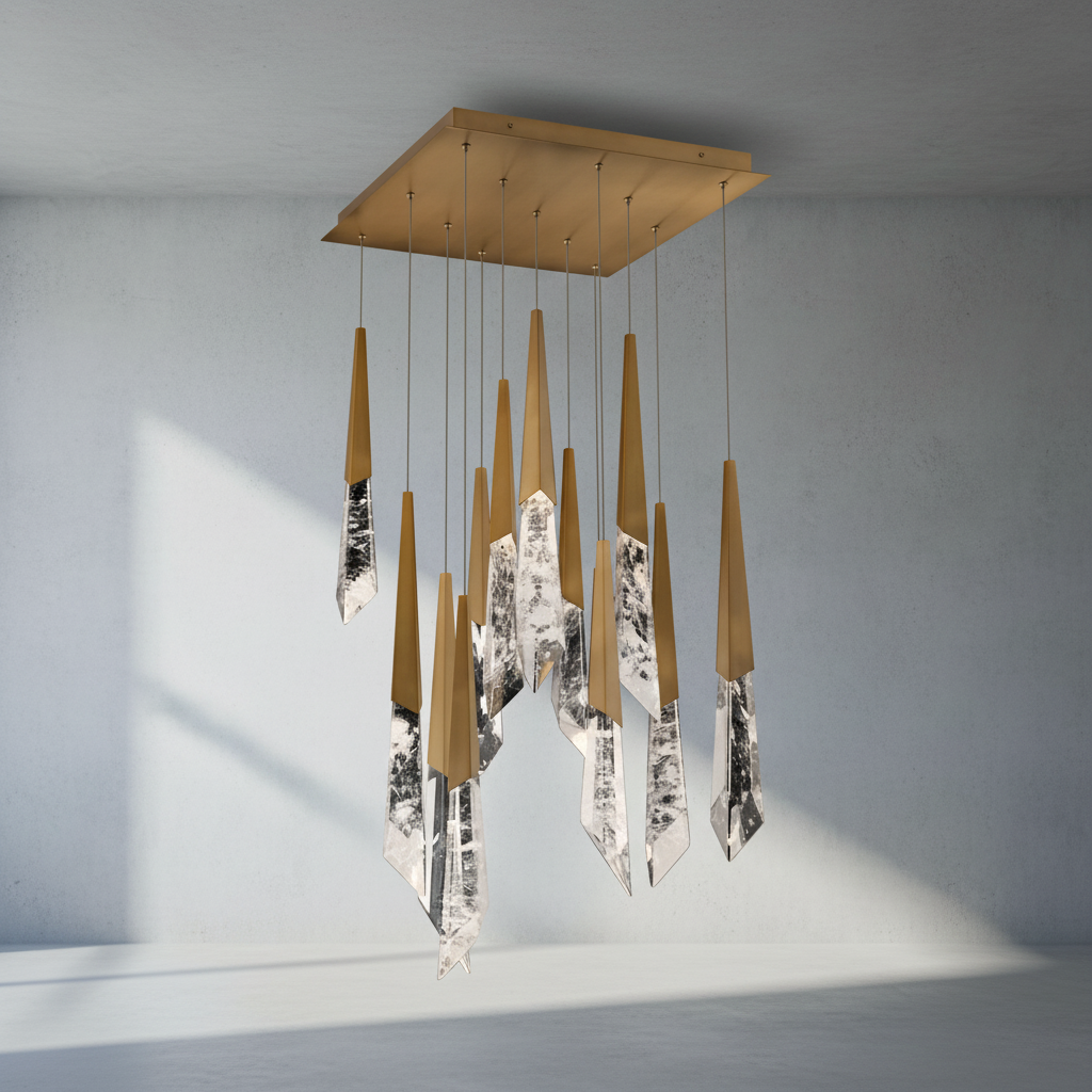 Luster Gaze Radiant Prism Square LED Multi Pendant Light - Background Shot