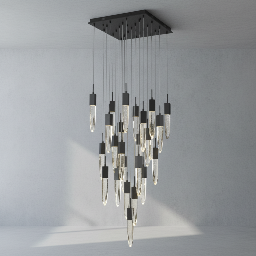 Luster Gaze Cosmic Radiance Round/Rectangle Crystal Pendant Chandelier - Background Shot