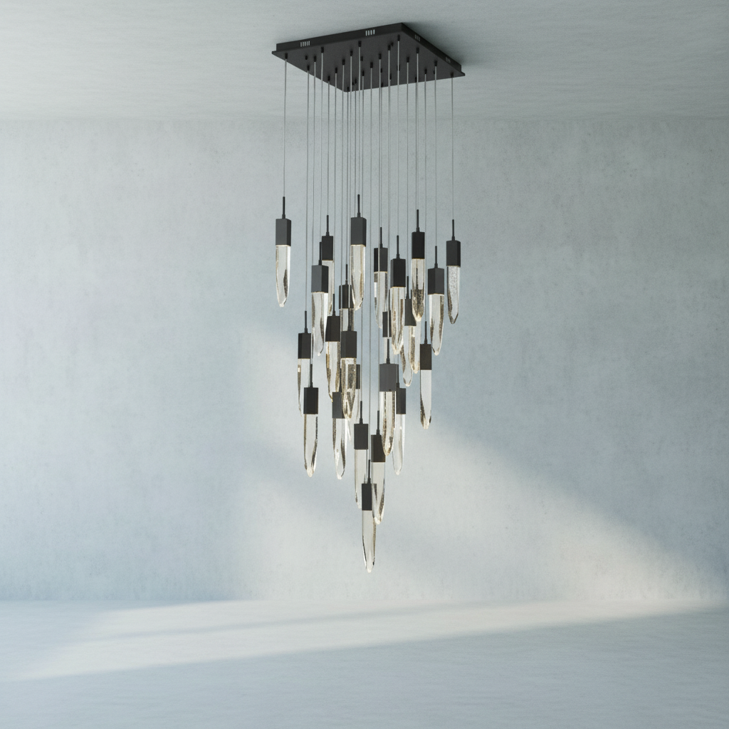 Luster Gaze Cosmic Radiance Round/Rectangle Crystal Pendant Chandelier - Background Shot