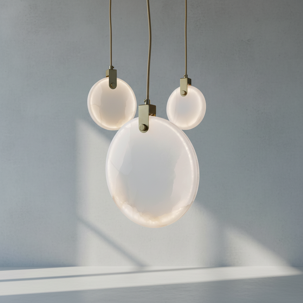 Luster Gaze Lunar Bloom Natural Marble Pendant Light Fixture - Background Shot