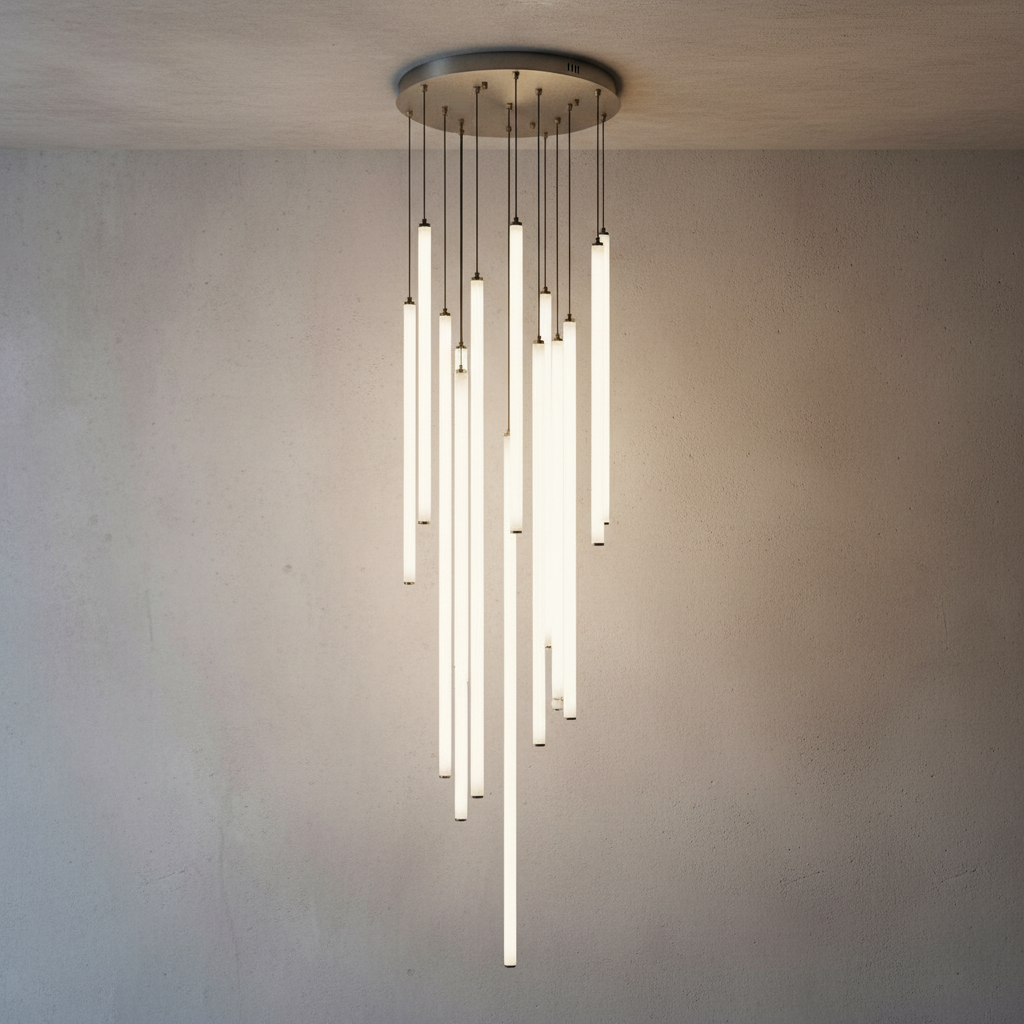 Luster Gaze Aura Streamline White LED Pendant - Background Shot