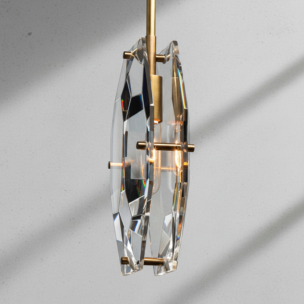 Luster Gaze Corin Faceted Smoke Crystal Pendant Light - Background Shot