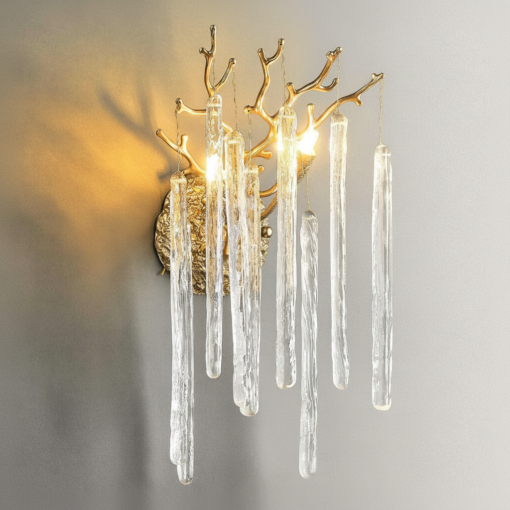 Luster Gaze Gilded Branch Crystal Wall Sconce - Background Shot