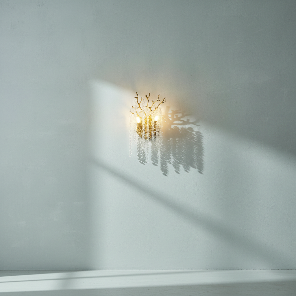 Luster Gaze Glimmer Bloom Crystal Gold Wall Sconce - Background Shot