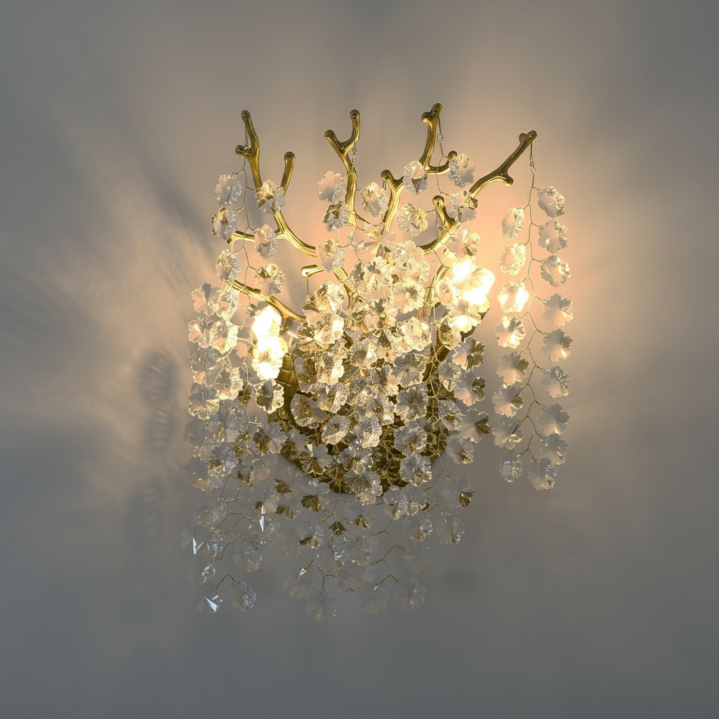 Luster Gaze Gilded Bloom 2-Light Crystal Wall Sconce - Background Shot