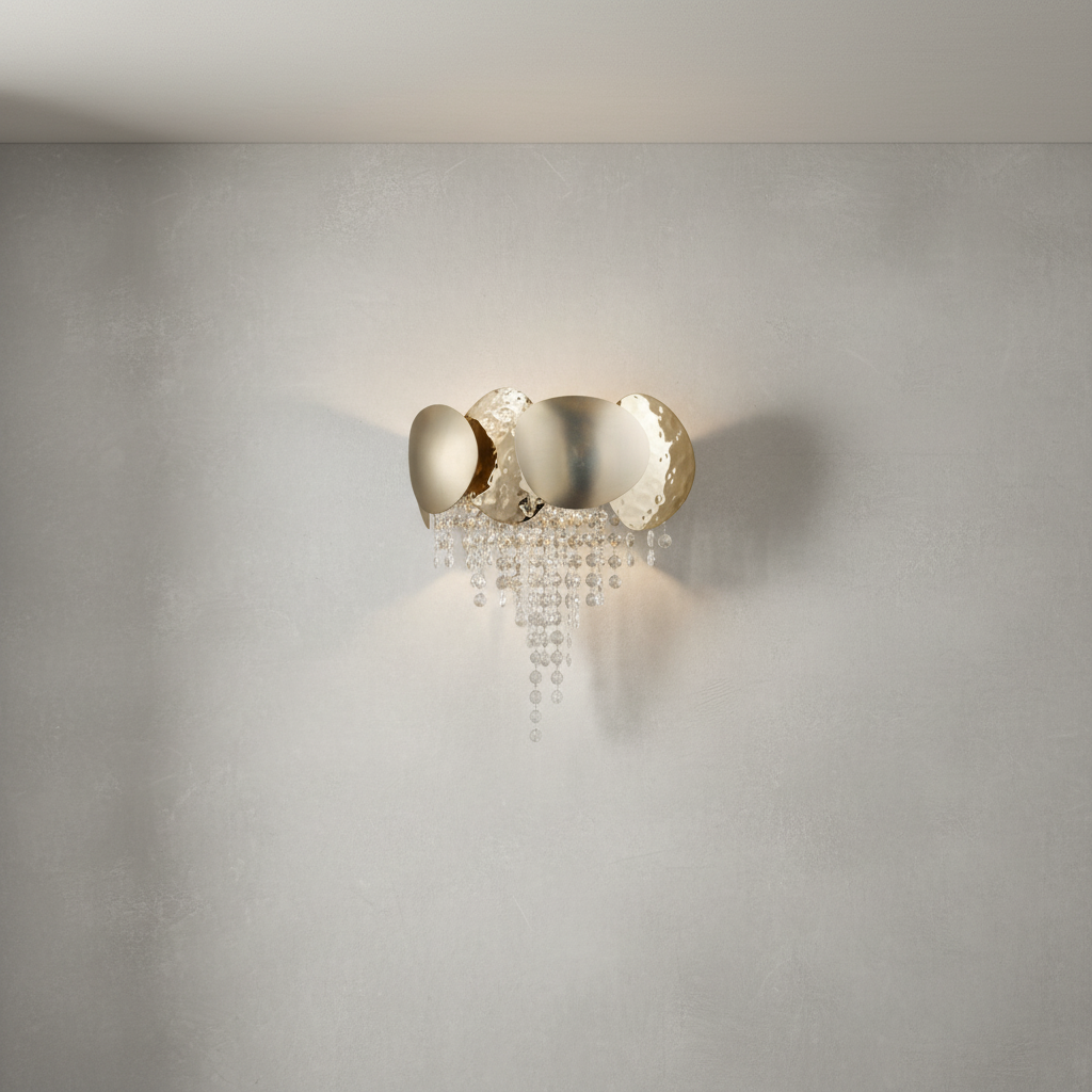 Luster Gaze Radiant Brass Crystal Sconce - Background Shot
