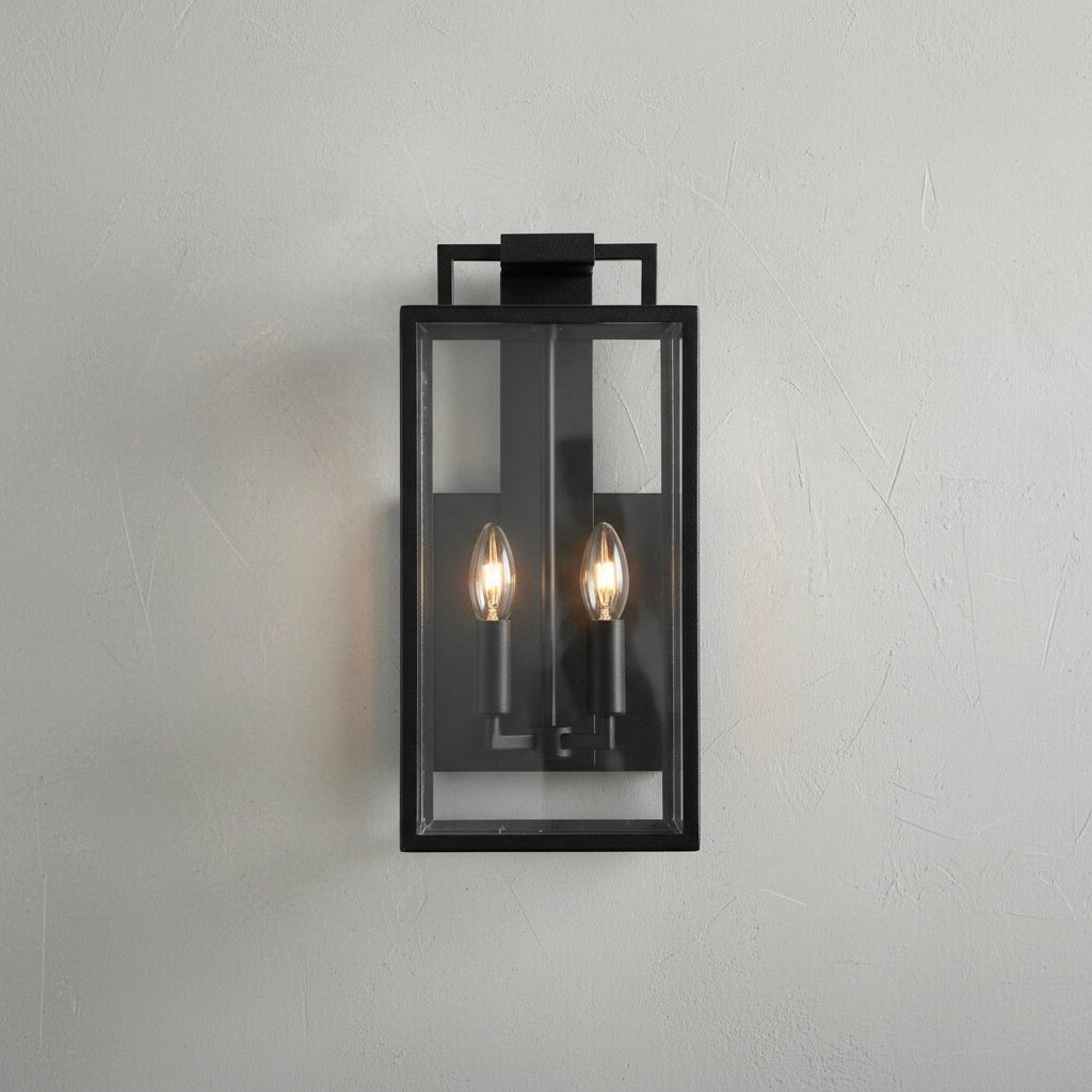 Luster Gaze Stately Iron Outdoor Wall Sconce - Background Shot