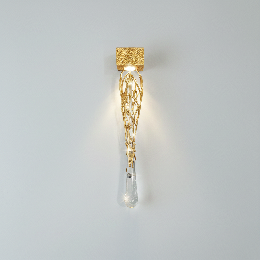 Luster Gaze Slade Modern Branch Crystal Wall Sconce For Bedroom - Studio Shot