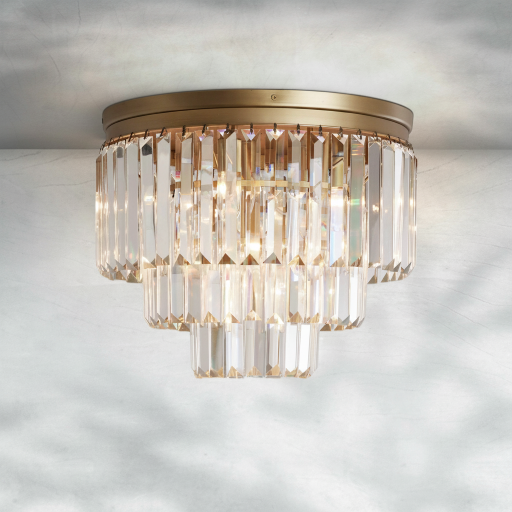 Luster Gaze Aura Radiance Faceted Glass Flushmount - Background Shot