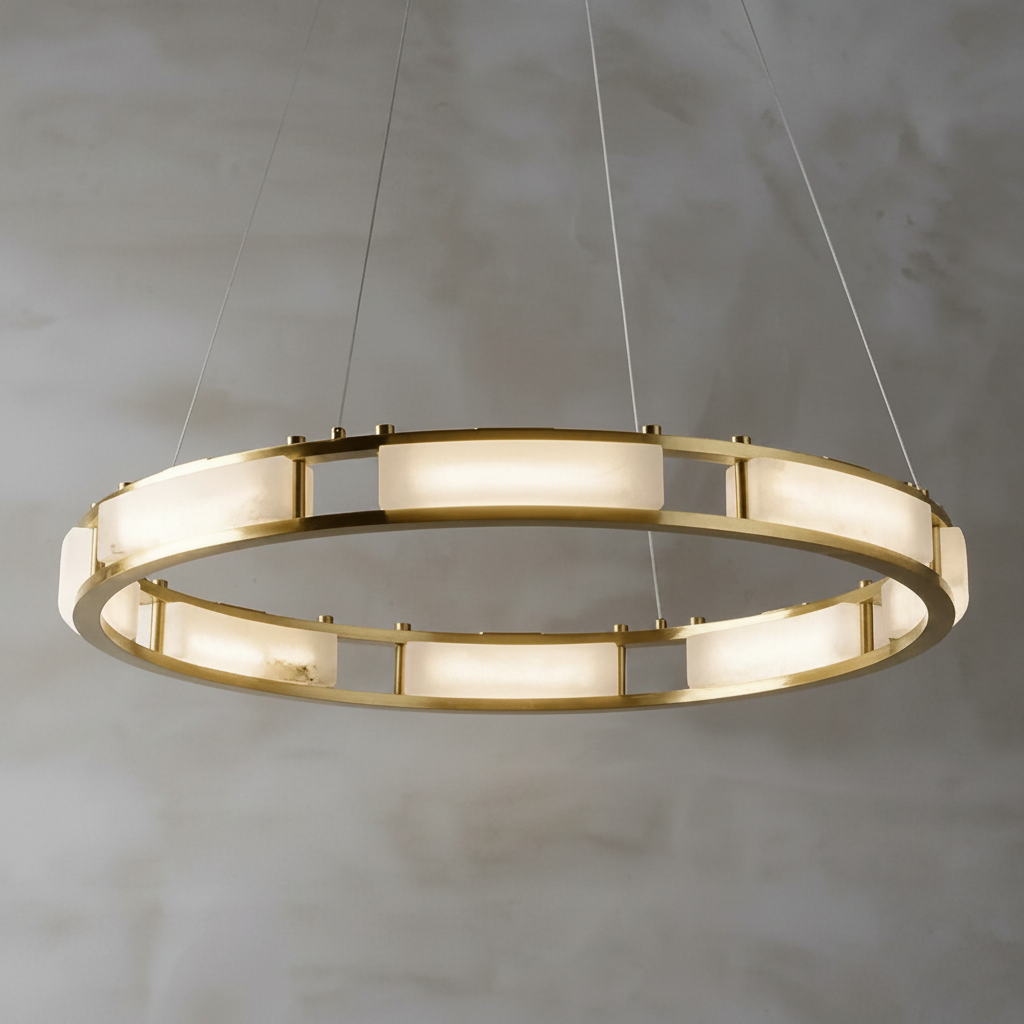 Luster Gaze Alabaster Grandeur Round Chandelier - Background Shot
