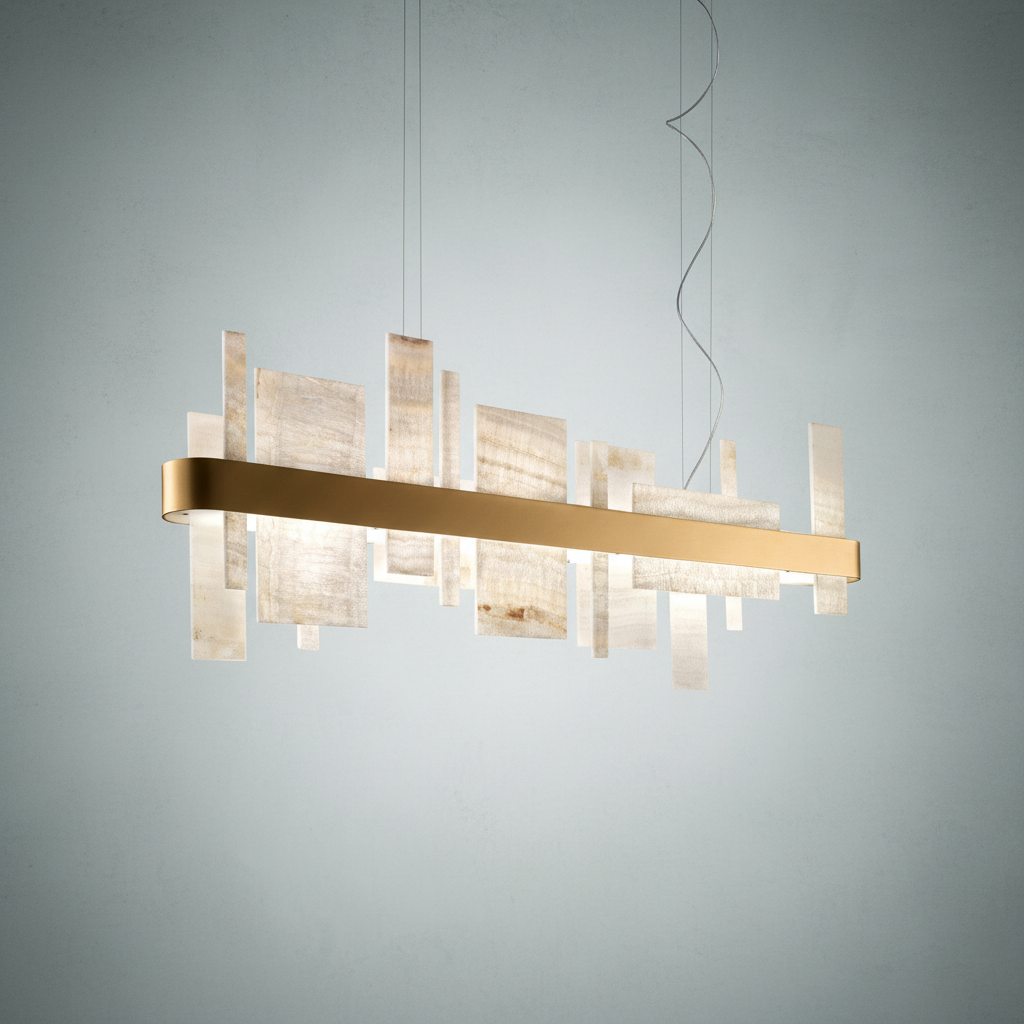 Luster Gaze Alabaster Aura LED Chandelier - Background Shot
