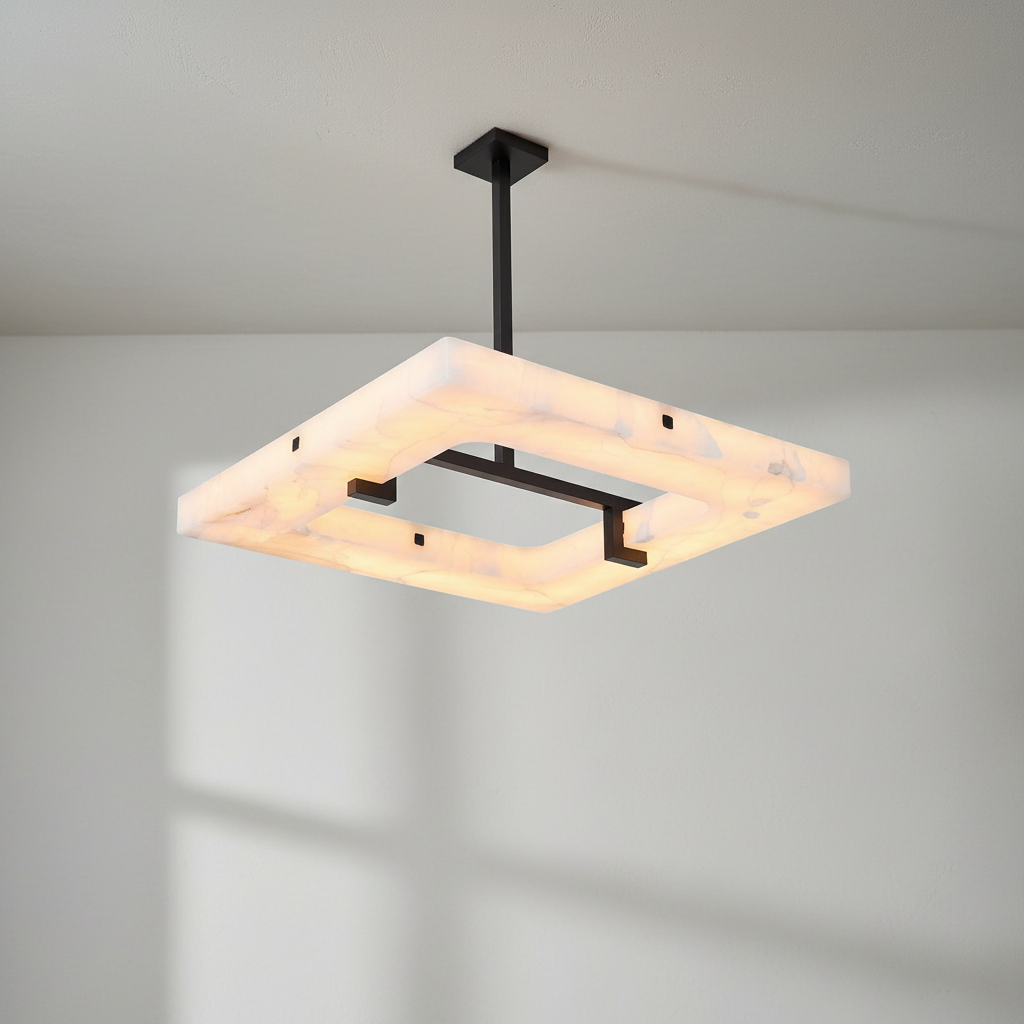 Luster Gaze Glacera Square Alabaster Chandelier - Studio Shot