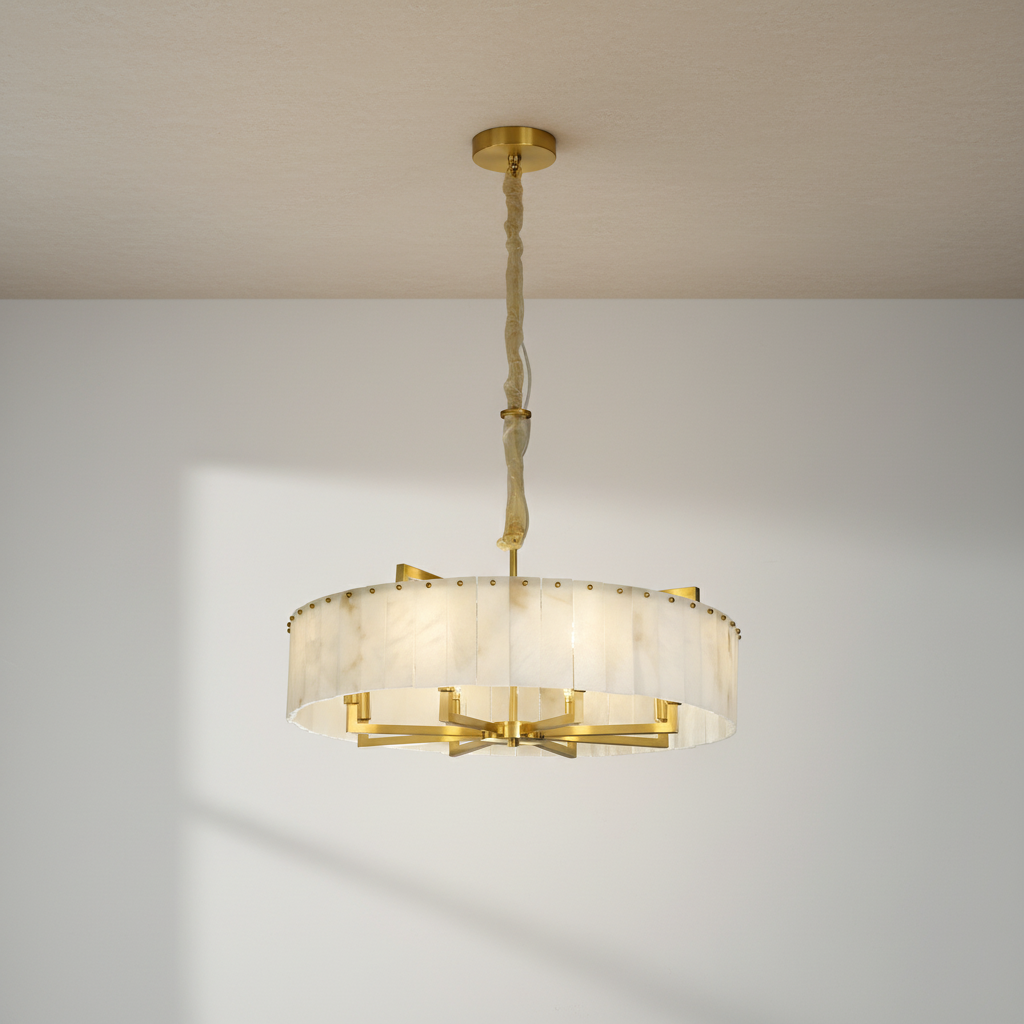Luster Gaze Aura Alabaster Round Chandelier - Studio Shot
