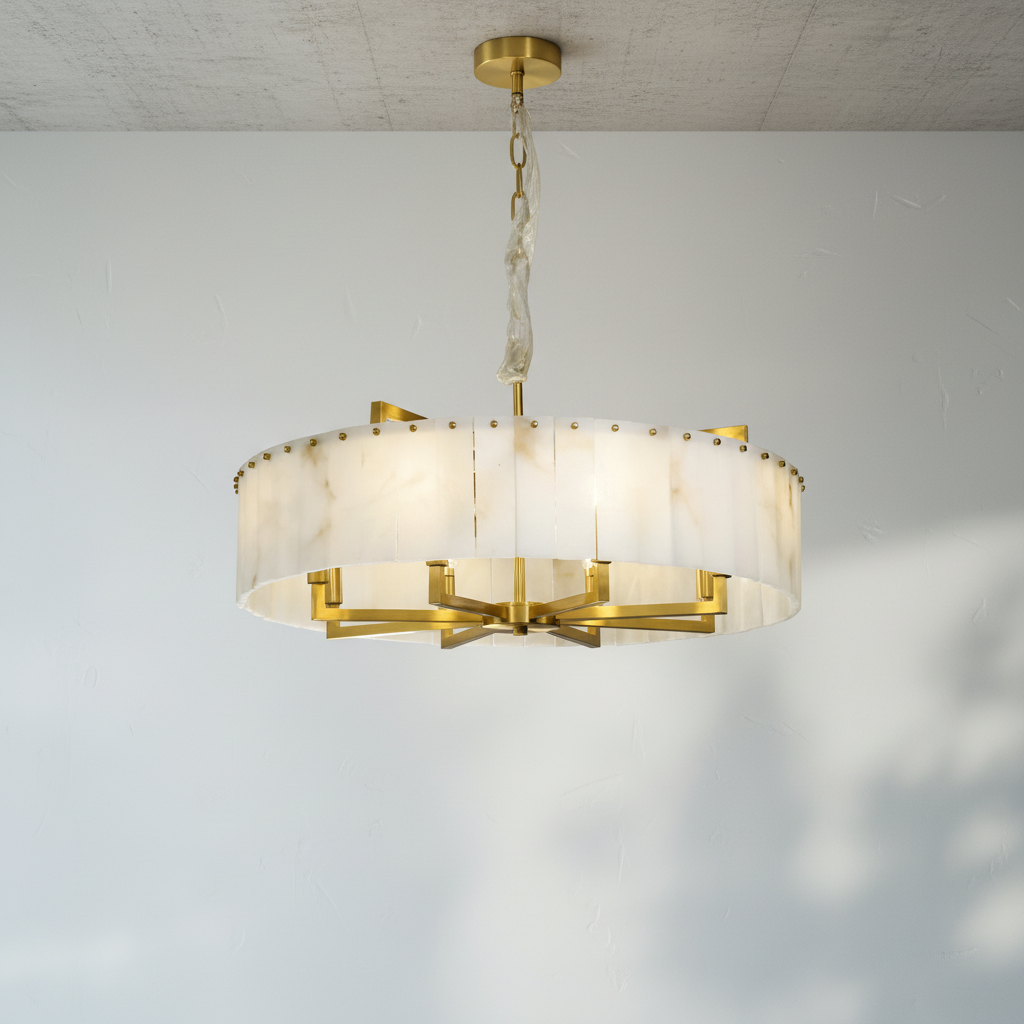 Luster Gaze Aura Alabaster Round Chandelier - Studio Shot