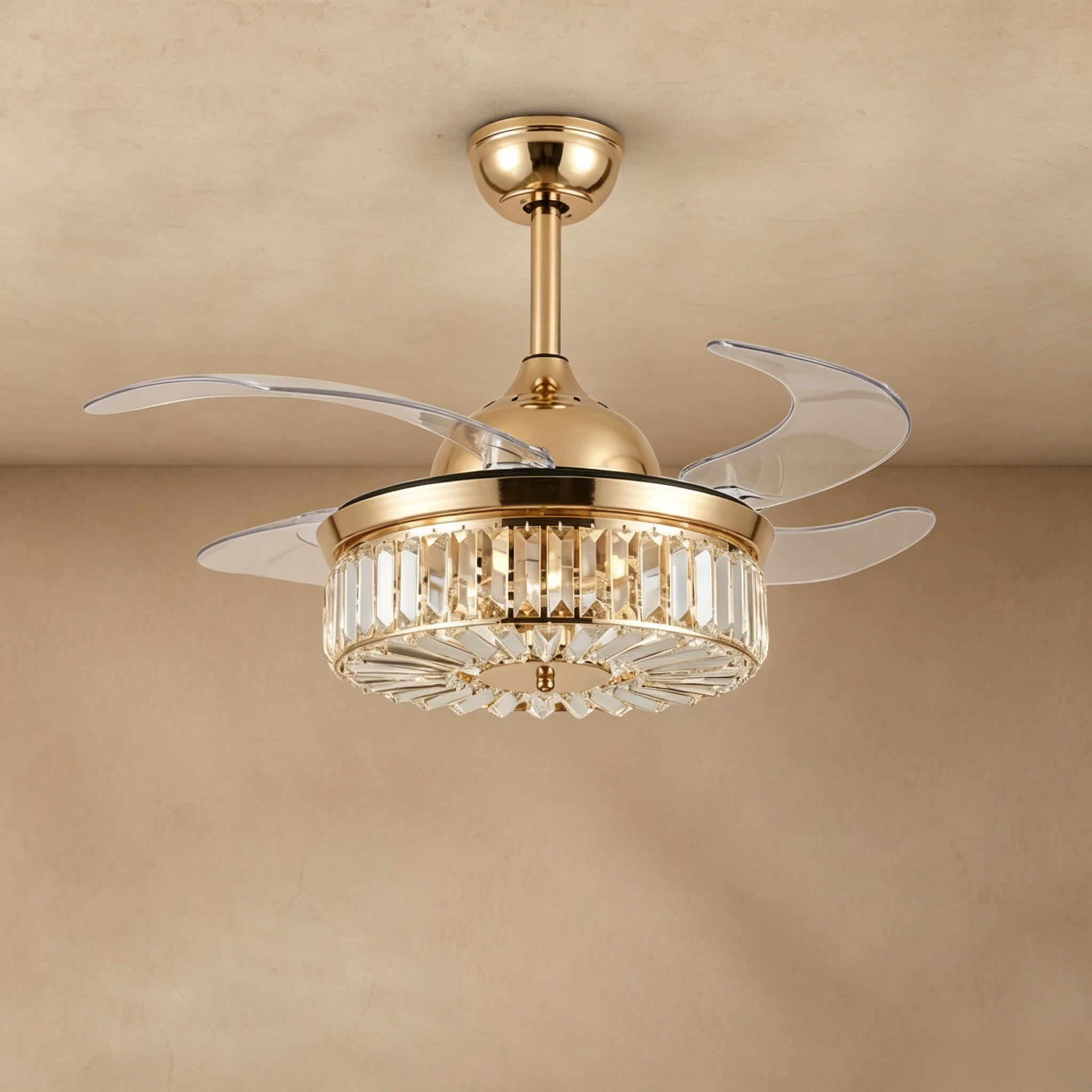 Radiant Orb Invisible Blade Fan Crystal Chandelier 26.8" 30.7" 36.2"