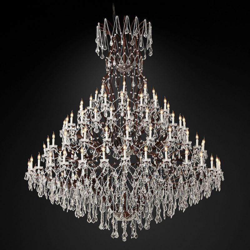 Iron & Crystal Round Chandelier 101"